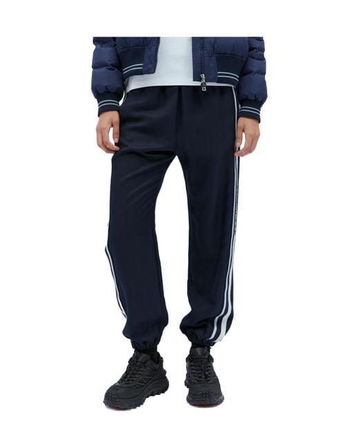 Moncler Blue Logo Embroidered Straight Leg Sweatpants