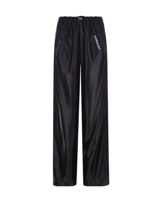 Khrisjoy Blue Metallic-Effect Elastic Drawstring Waist Trousers
