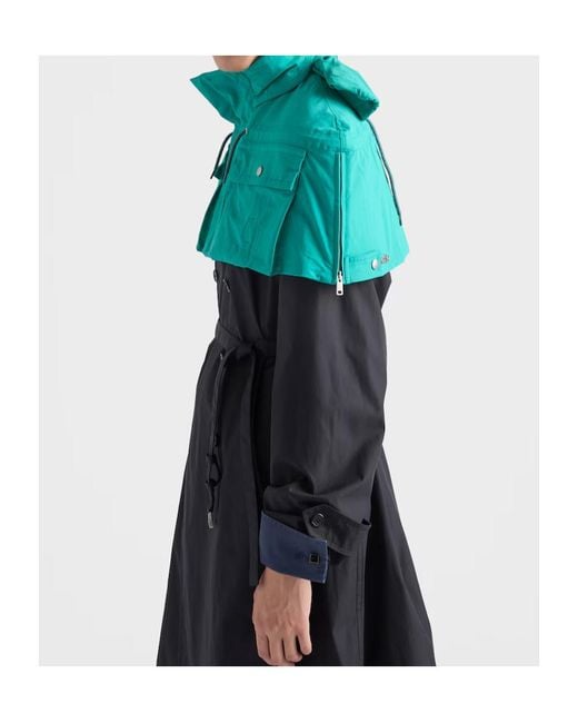 Prada Blue Hooded Pocket Cape for men