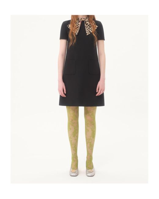 Valentino Black Leopard-Bow Short-Sleeved Mini Dress