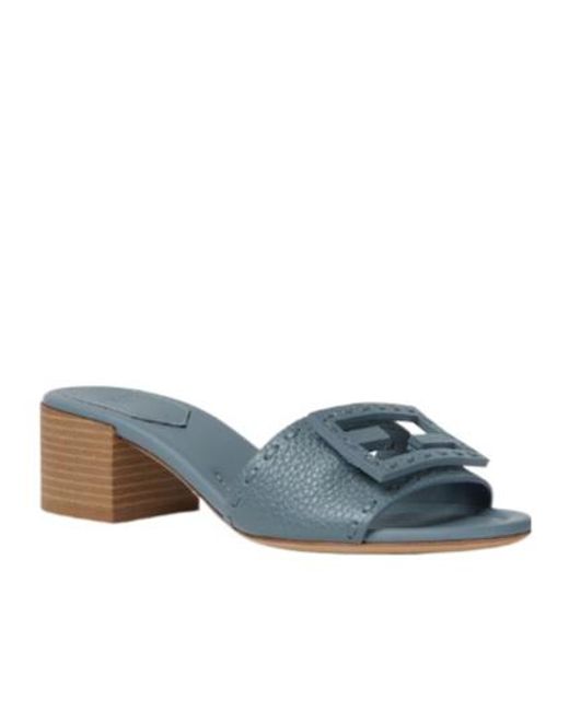 Fendi Blue Logo Wide-Strap Heeled Sandals