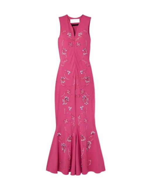 Conner Ives Pink Crystal-Embellished Recycled Stretch-Jersey Maxi Dress