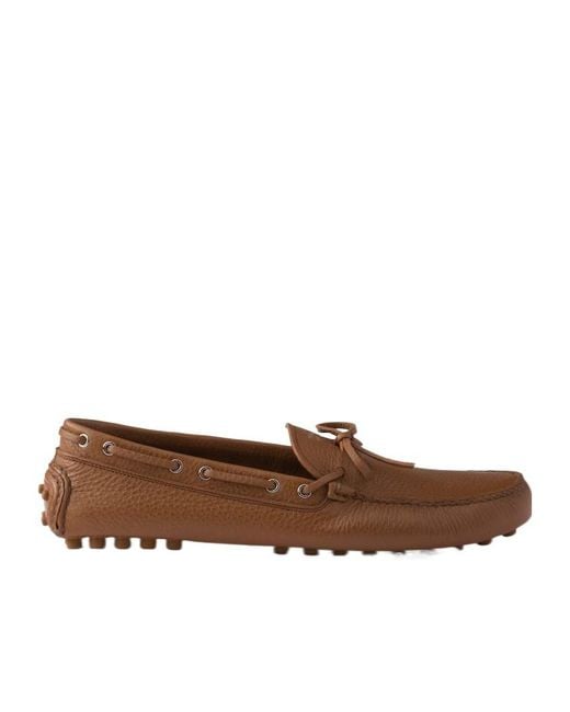 Prada Brown Leather Driving Shoe for men