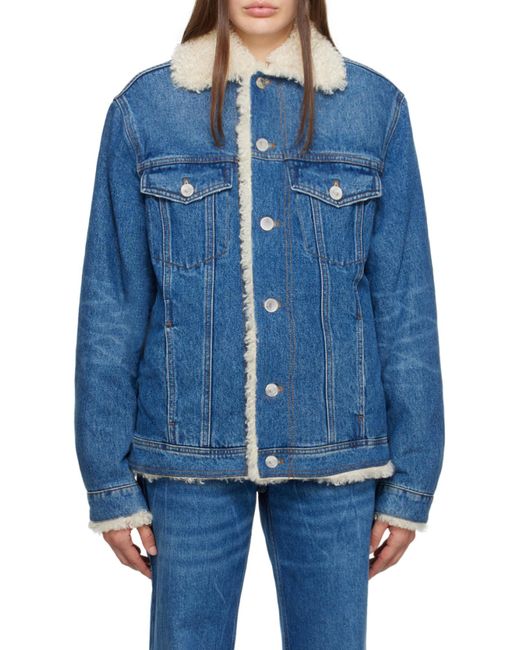 AMI Blue Straight Hem Denim Jacket for men