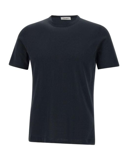 Kangra Cashmere Black Kangra Short Sleeve Crew Neck T-Shirt for men