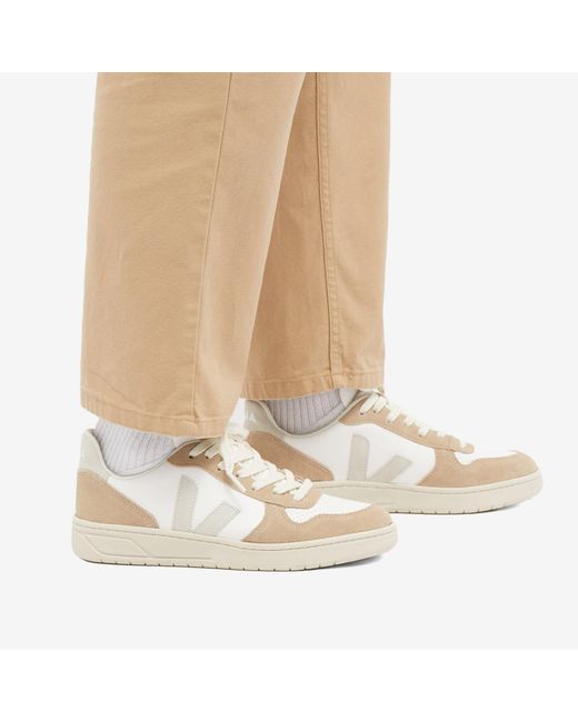 Veja White V-10 Panelled Low-Top Sneakers