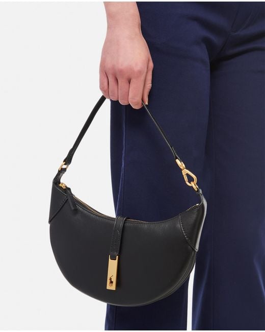 Polo Ralph Lauren Black Logo Plaque Zipped Mini Shoulder Bag