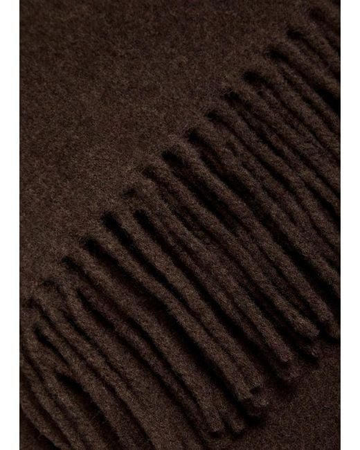 Acne Brown Canada Skinny Fringed Wool Scarf