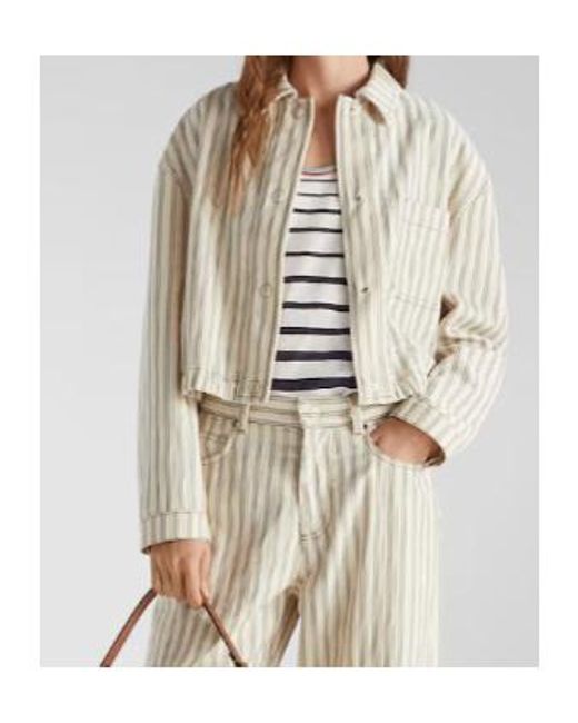 Fendi White Ff Striped Denim Jacket