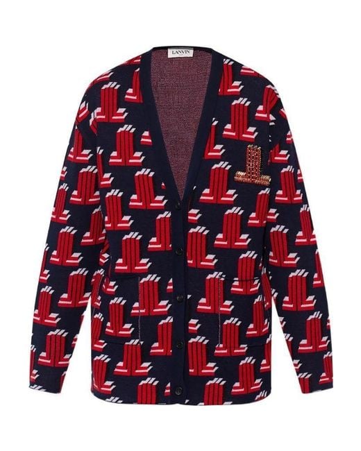 Lanvin Red Wool Knitted Cardigan