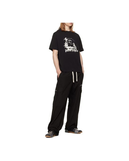 Palm Angels Black Graphic Printed Crewneck T-Shirt for men
