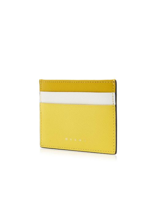 Marni Yellow Logo Printed Cardholder