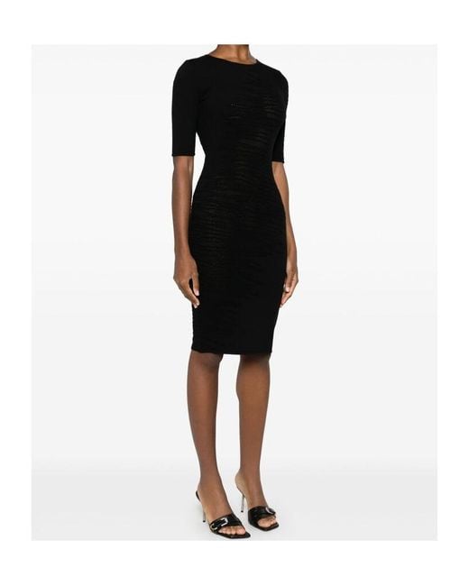 Roberto Cavalli Black Textured Sheath Dress