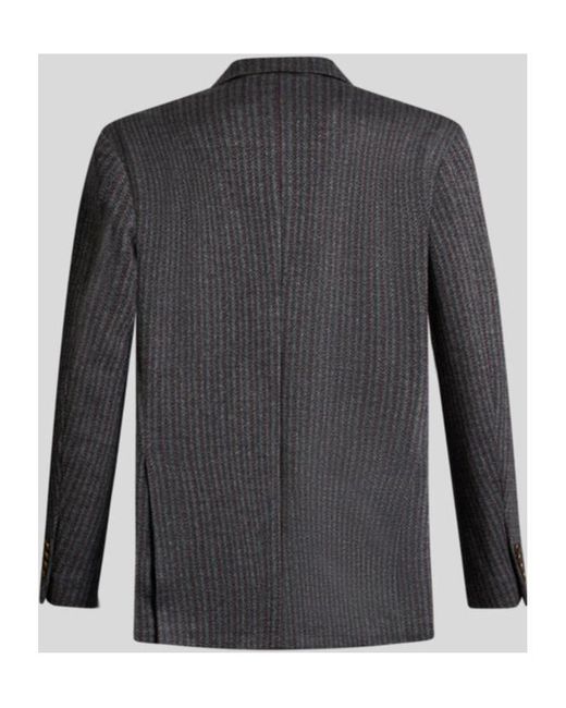 Etro Black Long-Sleeved Double-Breasted Blazer for men