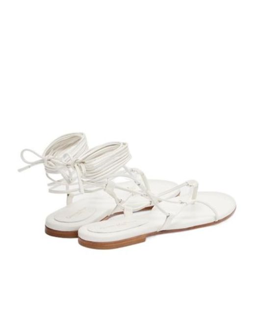 Gianvito Rossi White Leather Gladiator Sandals