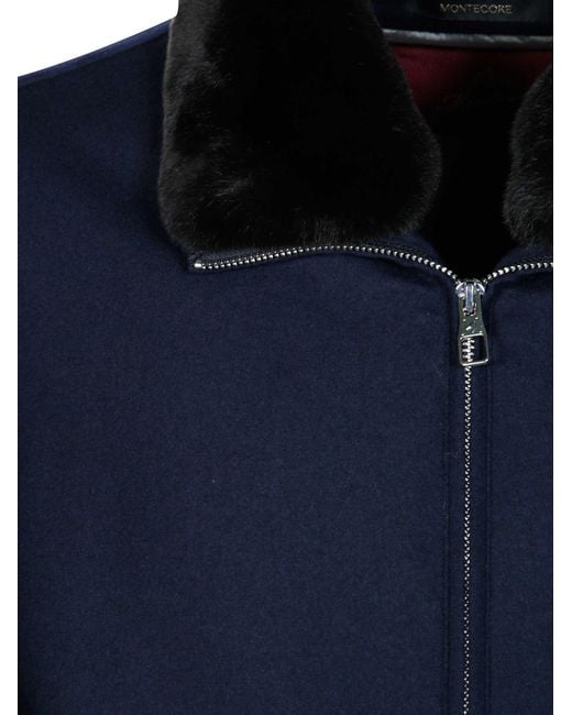 Montecore Blue Zip-Up Bomber Jacket for men