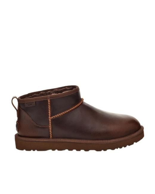 Ugg Brown Classic Ultra Mini Lthr Regen Boots for men