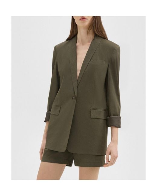 Theory Green Single-Button Lapel Jacket