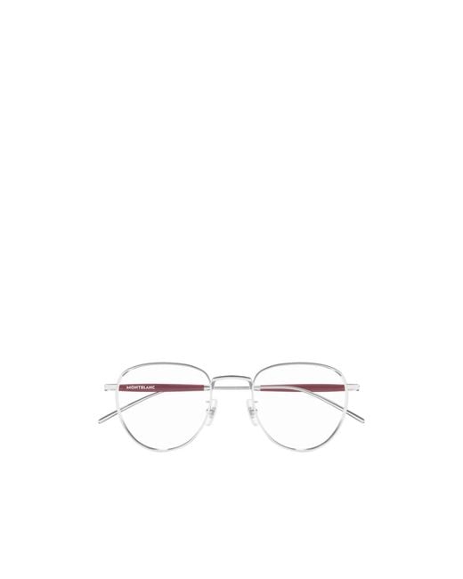Montblanc White Eyewear Round Frame Glasses for men