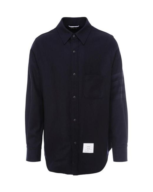 Thom Browne Blue 4-Bar Shirt Jacket for men