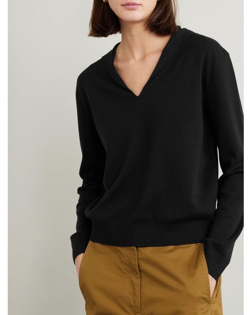 Loro Piana Black Sorbonne Polo Neck Sweater