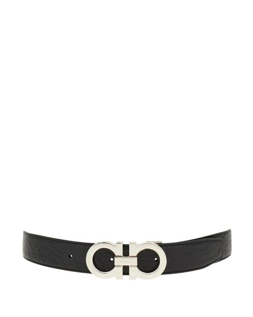 Ferragamo Black Reversible And Adjustable Gancini Belt for men