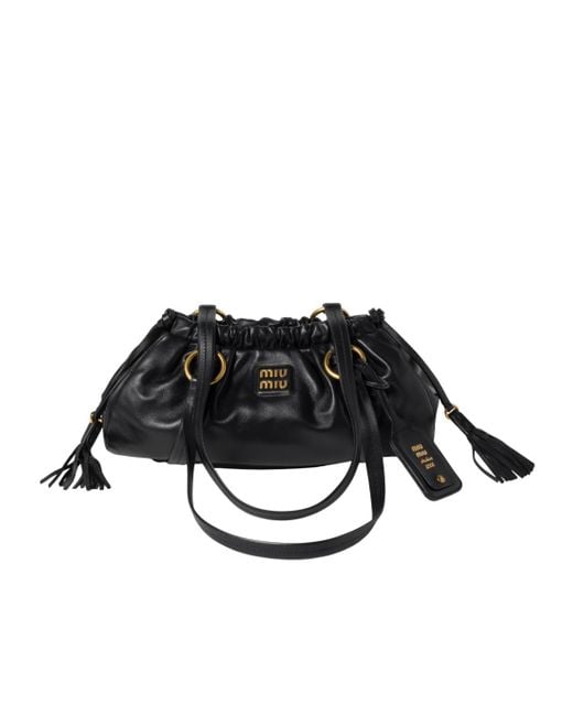 Miu Miu Black Joie Nappa Leather Bag