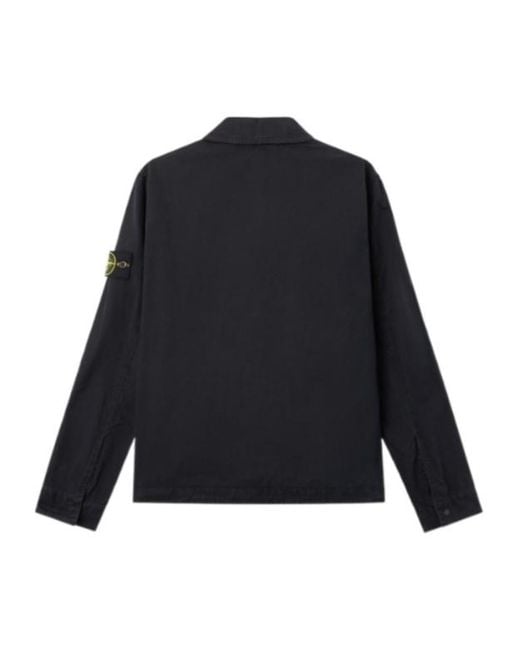 Stone Island Blue Logo Patch Pocket Detail Shirt for men