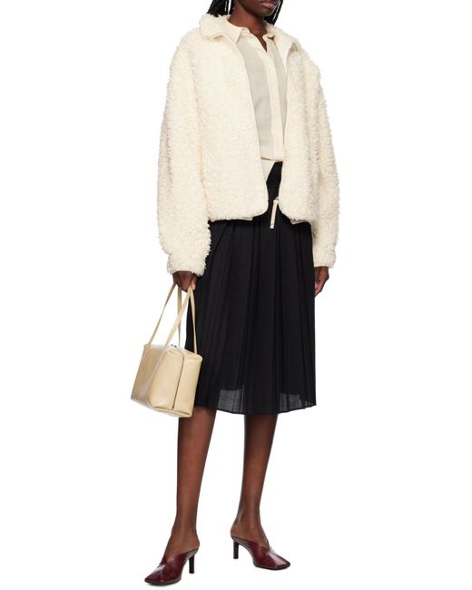 Jil Sander White Stand-Up Collar Fleece Jacket