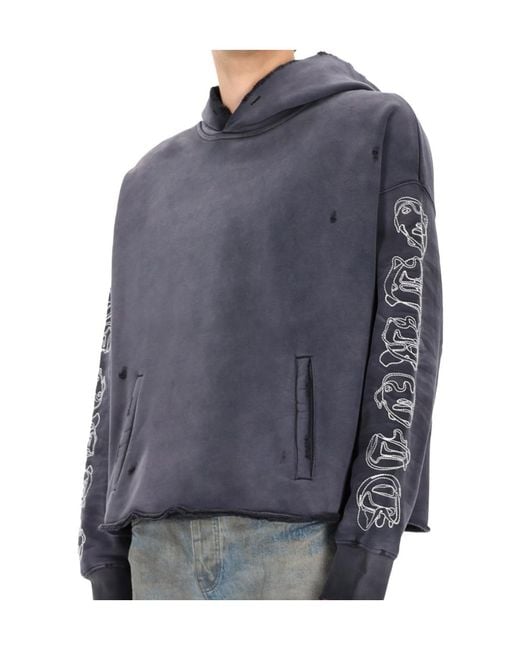 Purple Brand Gray Gothic Outline Hoodie for men