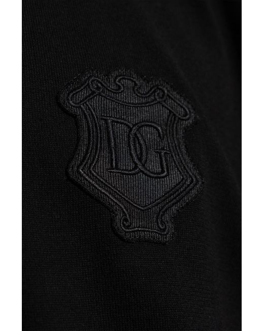 Dolce & Gabbana Black Dg Logo Embroidered Polo Shirt for men