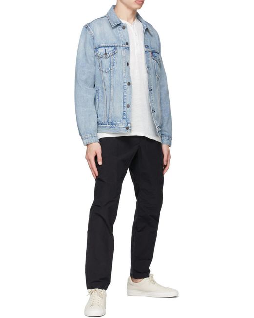 Rag & Bone White Round Slit Collar Long-Sleeved T-Shirt for men