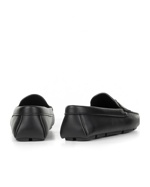 Prada Black Triangle-Logo Leather Loafers for men