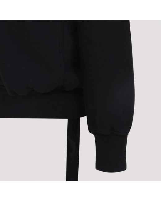Rick Owens Black Gimp Zip-Up Hooded Sweatshirt for men