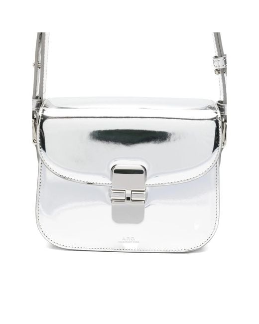 A.P.C. White Turnlock Foldover Top Shoulder Bag