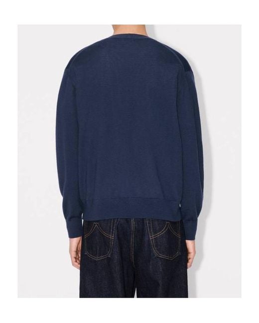KENZO Blue V-Neck Buttoned Cardigan for men