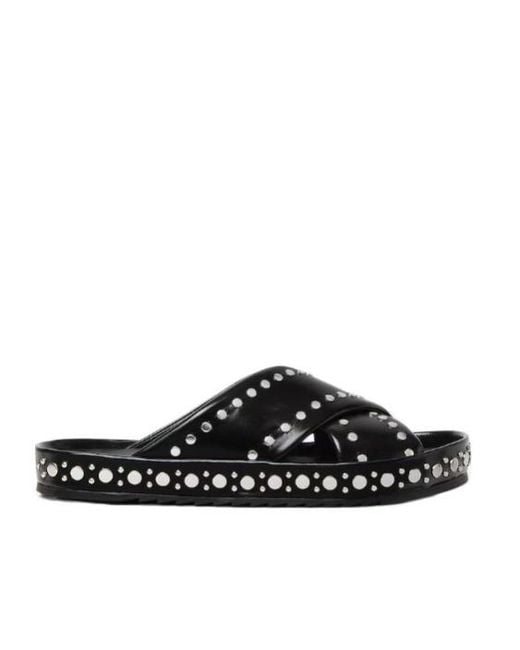 Fendi Black Leather Slides for men