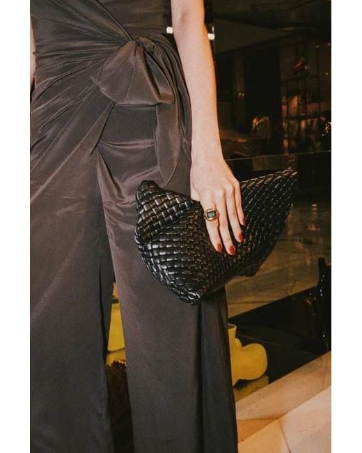 Bottega Veneta Black Bv Crisscross Clutch Bag