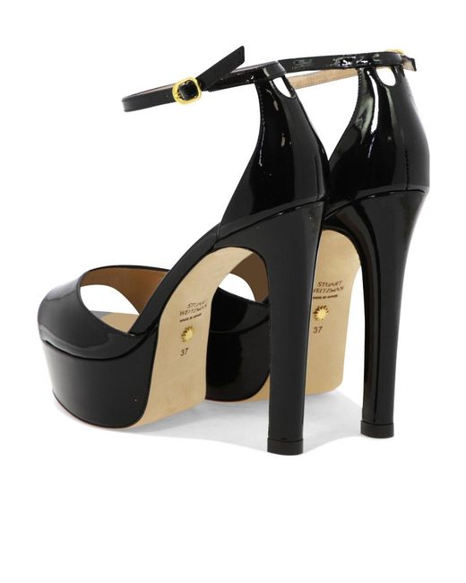 Stuart Weitzman Black 'Disco Platform' High Heeled Sandals
