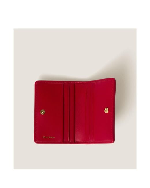 Miu Miu Red Matelassé Nappa Leather Card Holder