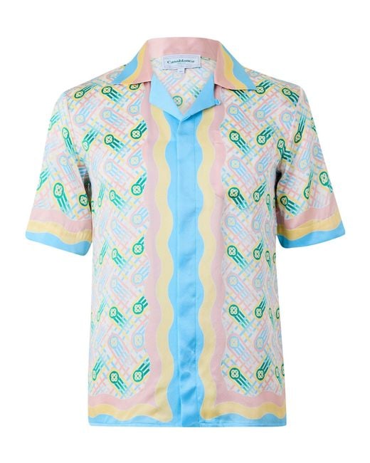Casablanca Blue Collared Shortsleeve Shirt for men
