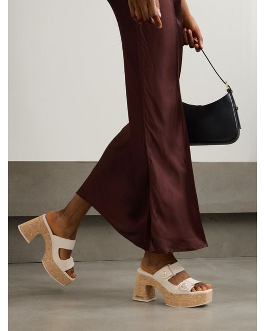 Jimmy Choo White Fayence Slip-On Platform Sandals