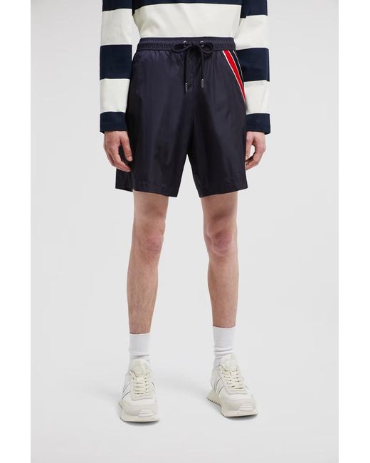 Moncler Blue Logo Patch Drawstring Swim Shorts for men