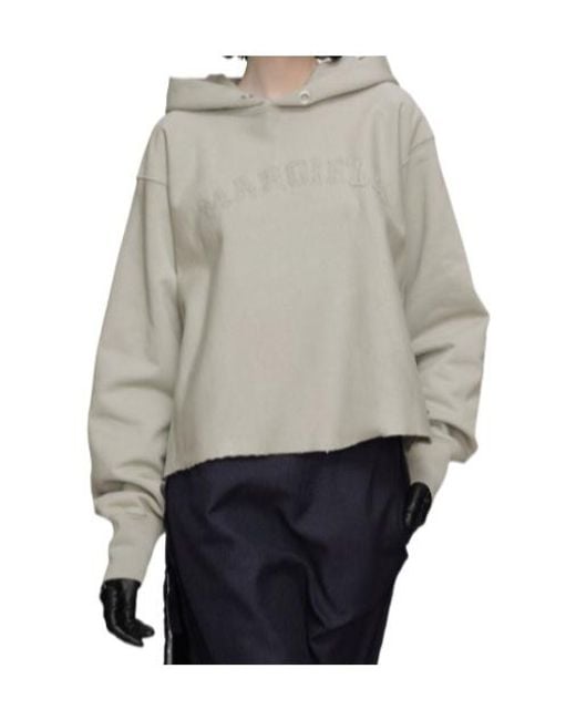 MM6 by Maison Margiela Gray Maison Margiela Long Sleeve Logo Appliqué Hoodie