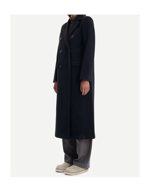 Samsøe & Samsøe Black Falcon Double-Breasted Coat