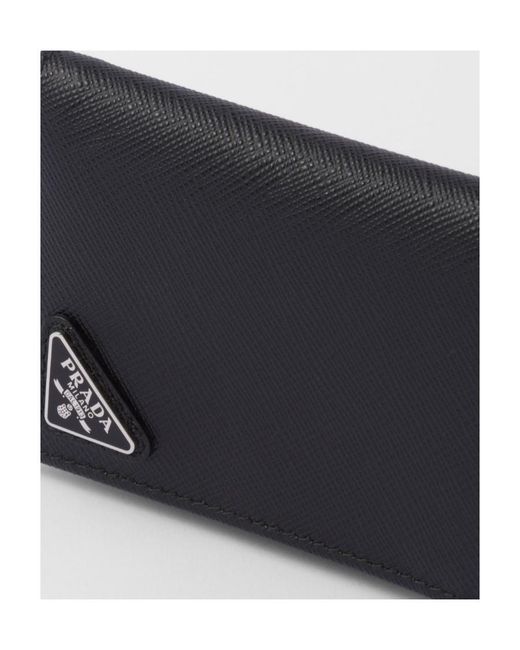 Prada Black Small Saffiano Leather Wallet for men