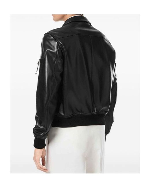 Tom Ford Black Leather Bomber Jacket for men