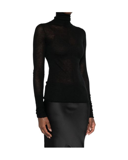 Elisabetta Franchi Black Sheer Turtleneck Knitted Sweater