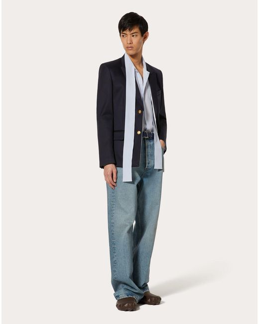 Valentino Blue Single Breasted Long Sleeved Blazer for men