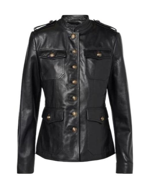 Nili Lotan Black Button Leather Jacket